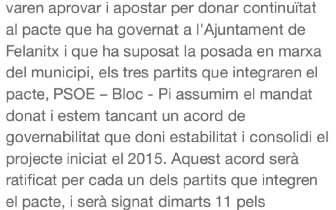 COMUNICAT PSOE-BLOC-PI